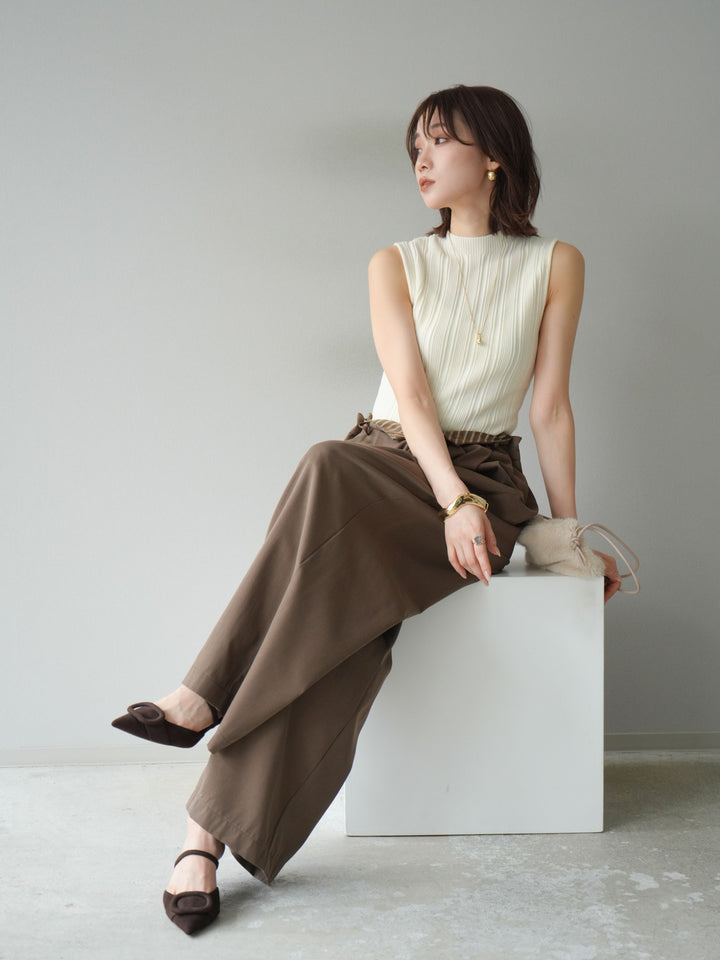 [予約]スリーブレスランダムリブニットトップス/アイボリー