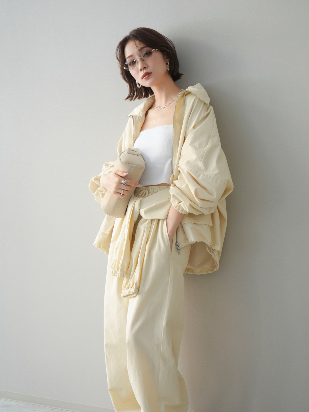 [予約]ビッグポケットコットンナイロンジップブルゾン/ivory