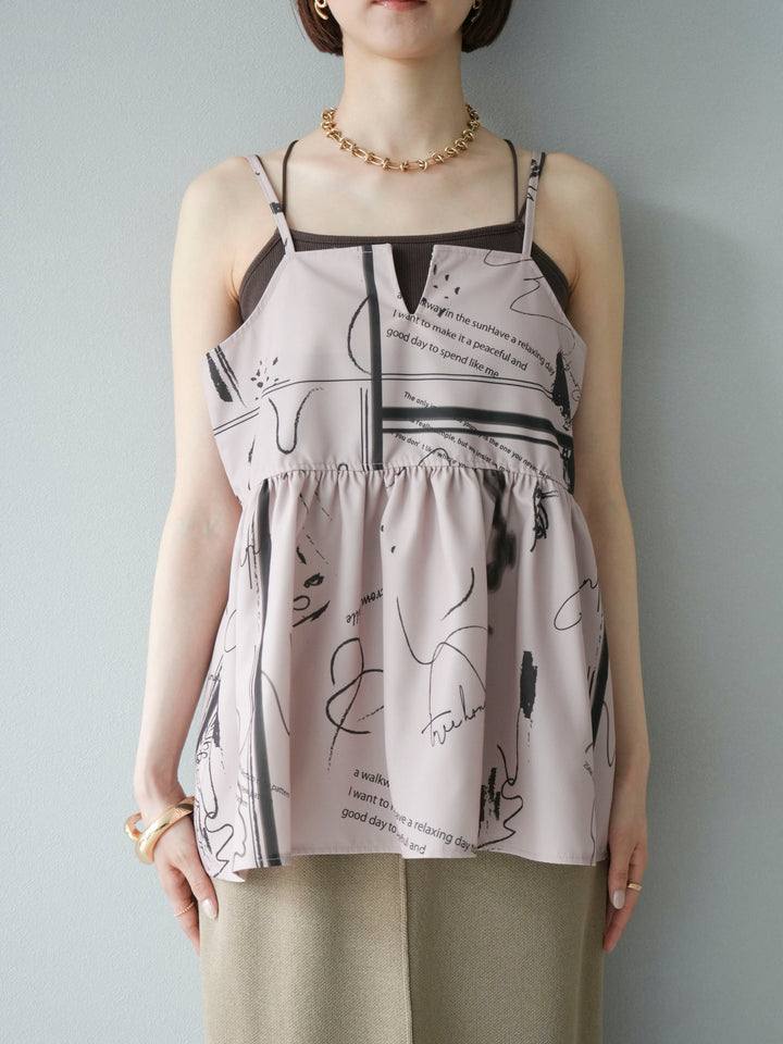 [予約]ペイント柄キャミソール/ベージュ