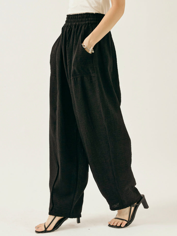 [予約]リネンライクベイカーバルーンパンツ/ブラック