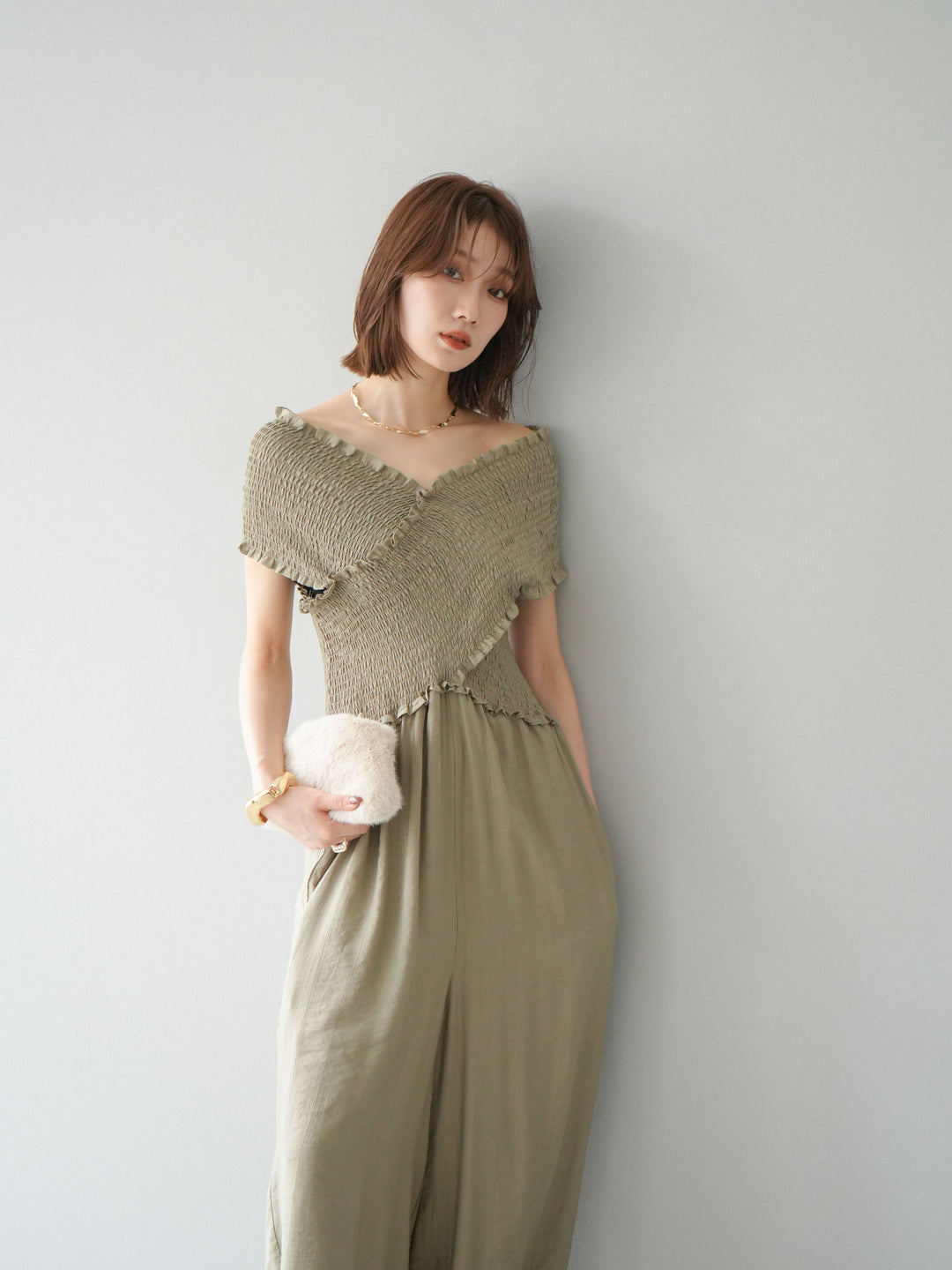 [SET]シャーリングクロスサロペット+シャーリングクロスサロペット(2set)