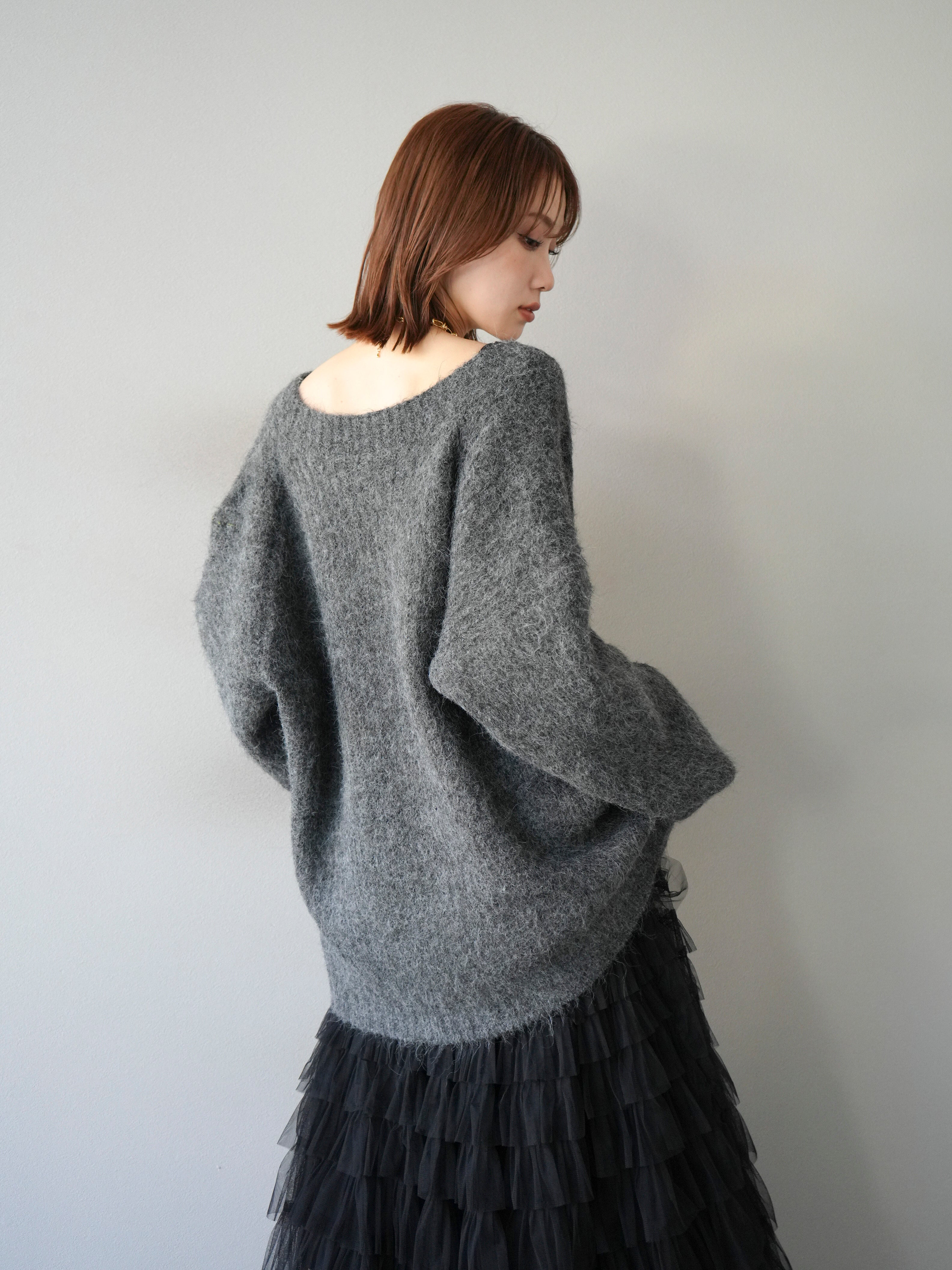 チュールフラワーカフスニット+レイヤード風ジャンスカ(2set) チュールフラワーカフスニット+レイヤード風ジャンスカ(2set) チュール