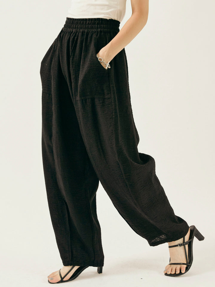 [予約]リネンライクベイカーバルーンパンツ/ブラック