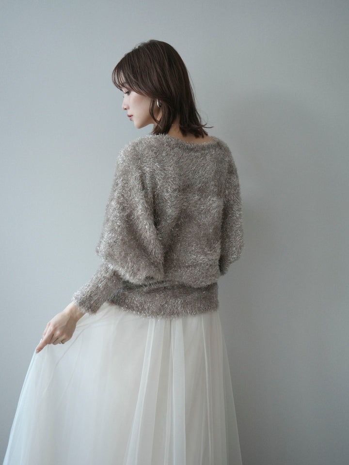 [予約]ラメシャギードルマンニットプルオーバー/beige