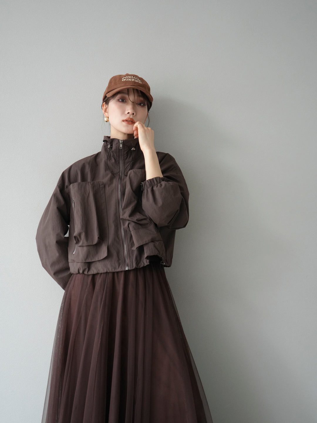 [予約]ポケットデザインショートブルゾン/ブラック