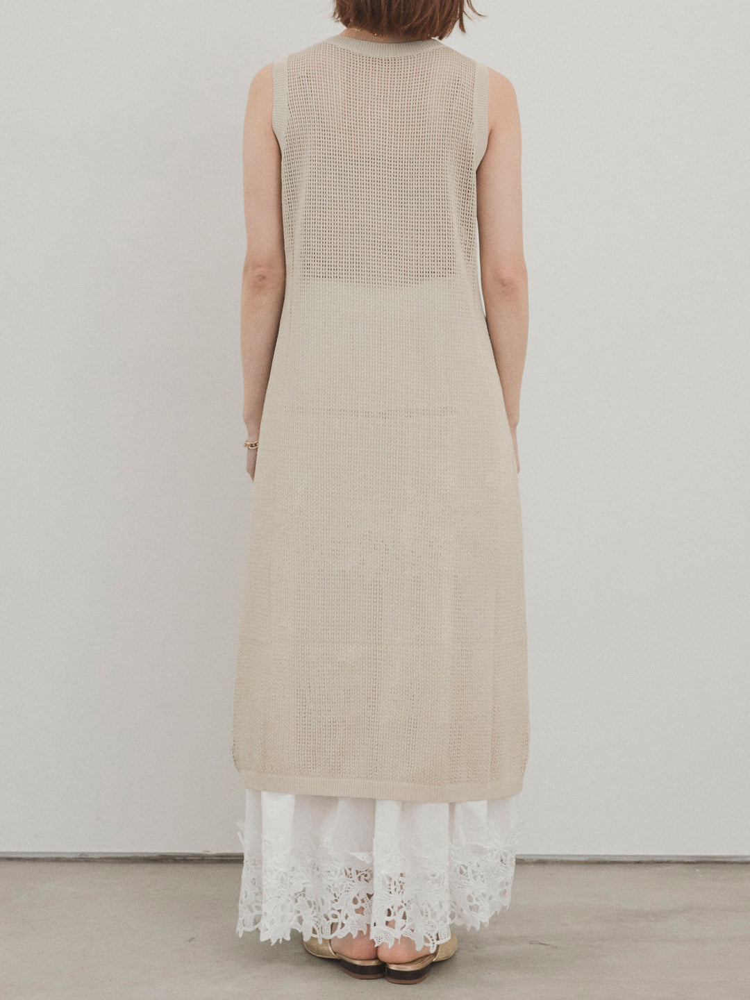 [予約]アソートボタンニットロングジレ/ベージュ