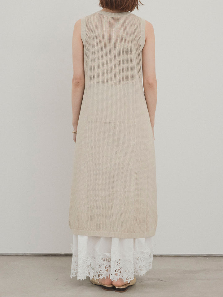 [予約]アソートボタンニットロングジレ/ベージュ