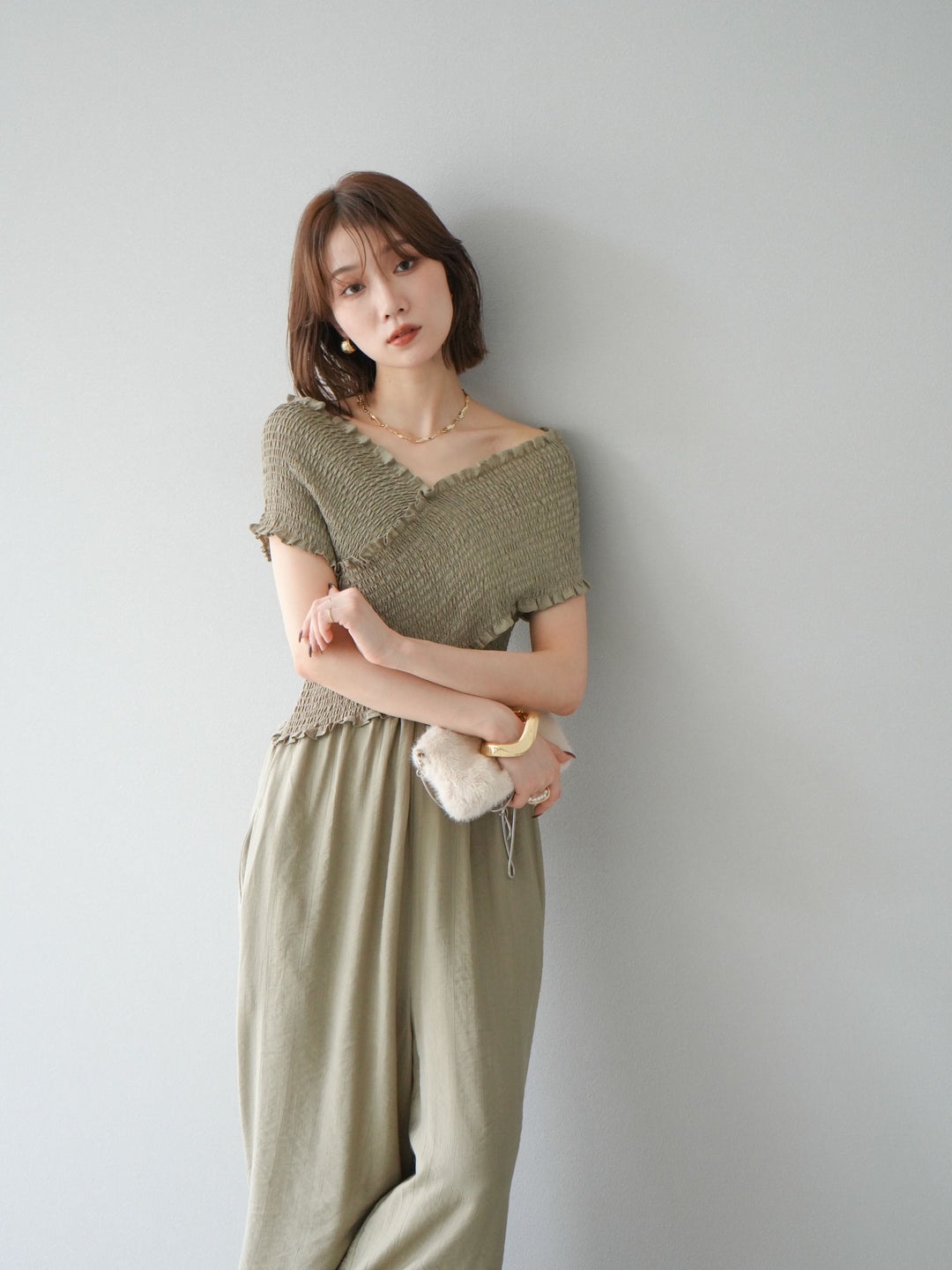 [SET]シャーリングクロスサロペット+シャーリングクロスサロペット(2set)