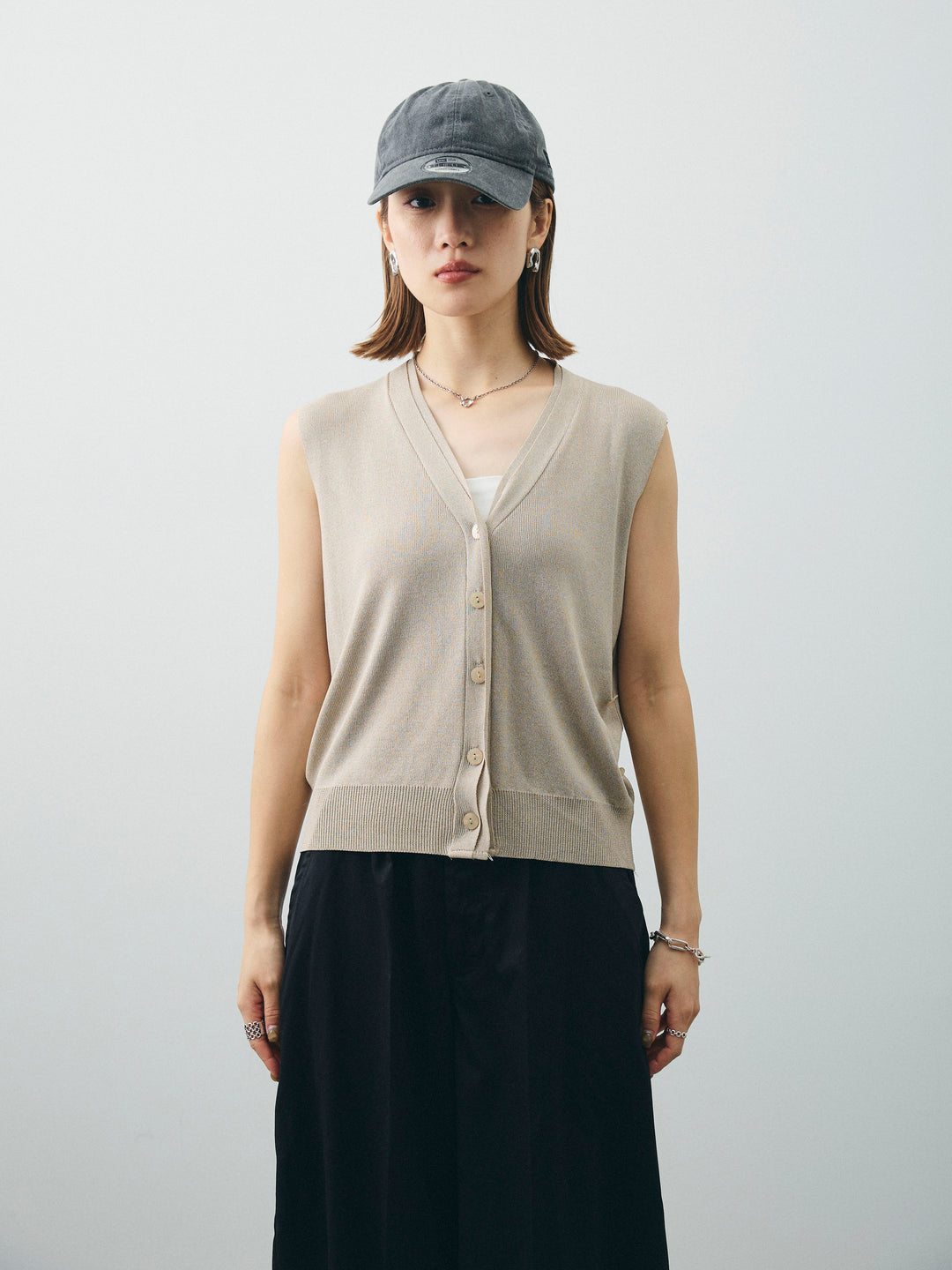 [予約]クールタッチ2WAYデザインニットベスト/ベージュ