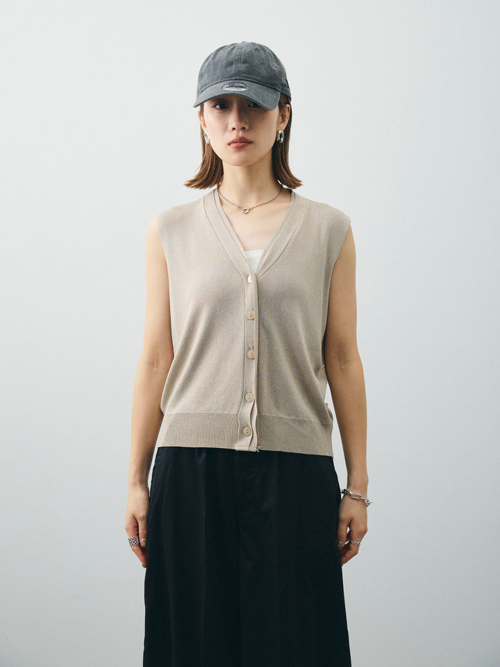 [予約]クールタッチ2WAYデザインニットベスト/ベージュ