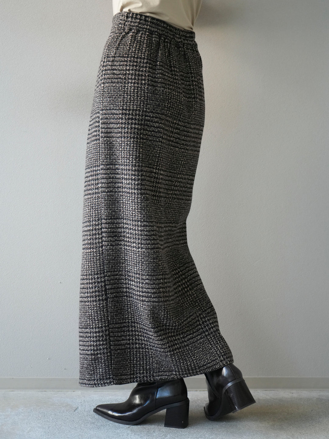 [予約]ツイードジップタイトスカート/brown