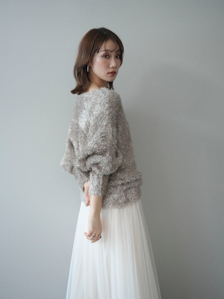 [予約]ラメシャギードルマンニットプルオーバー/beige