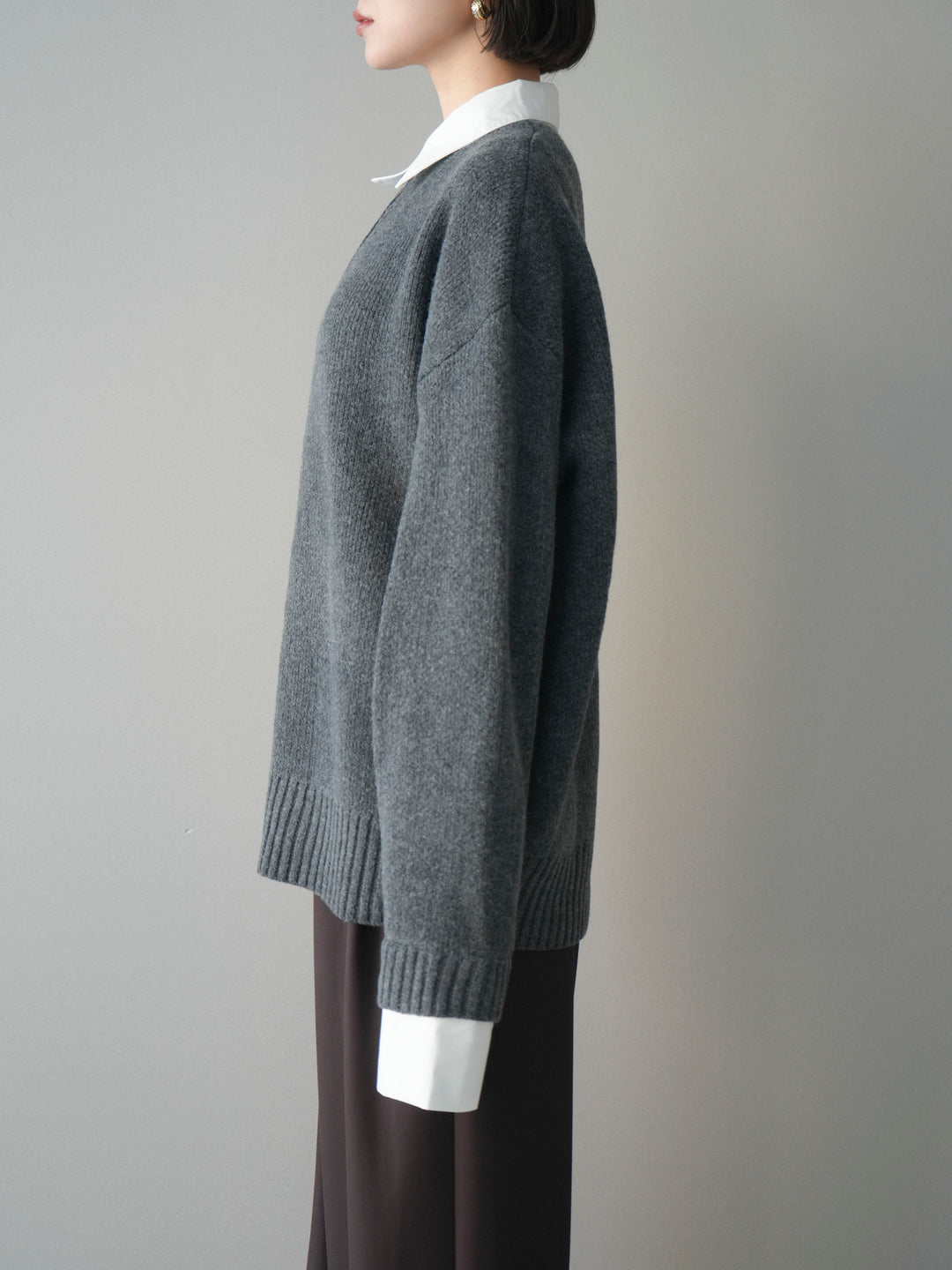 [予約]シャツドッキングオーバーニットプルオーバー/charcoaloff