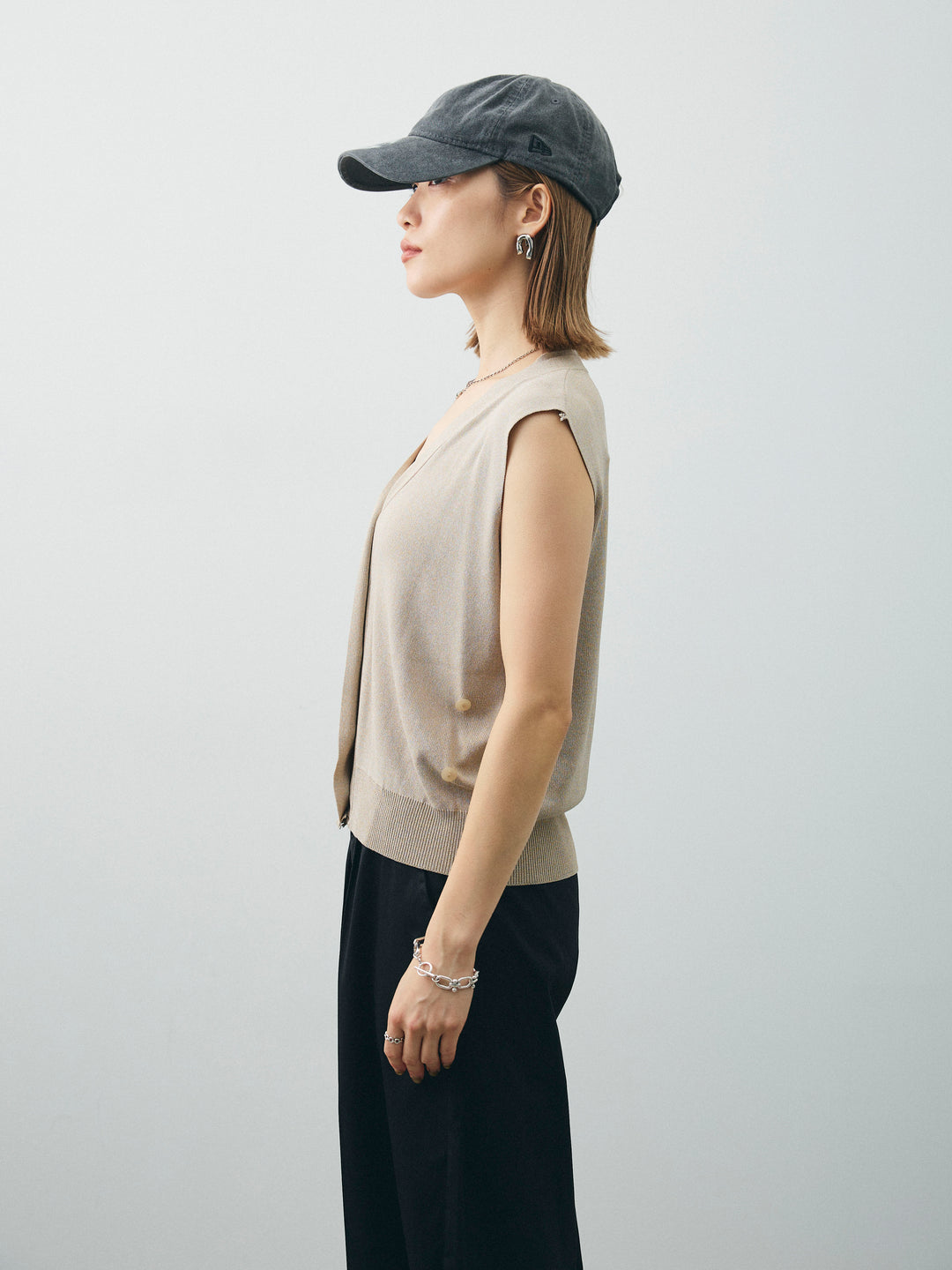 [予約]クールタッチ2WAYデザインニットベスト/ベージュ