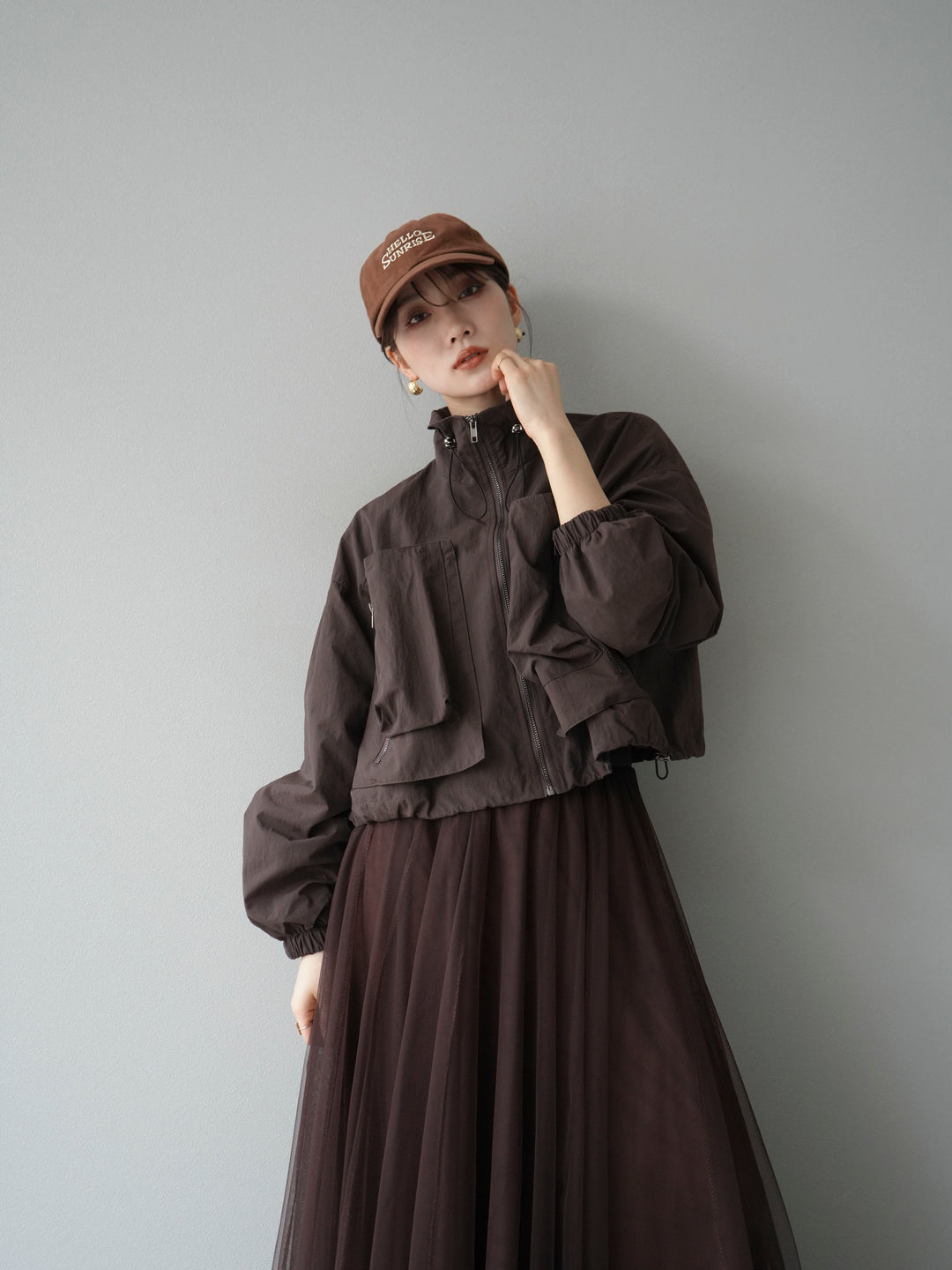 [予約]ポケットデザインショートブルゾン/ブラック