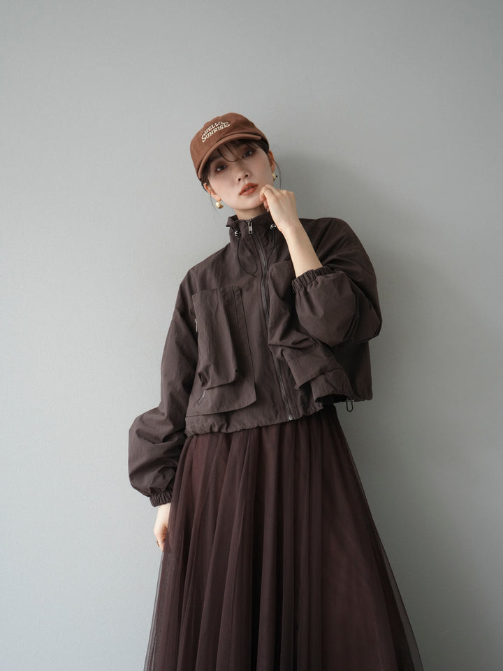 [予約]ポケットデザインショートブルゾン/ブラック