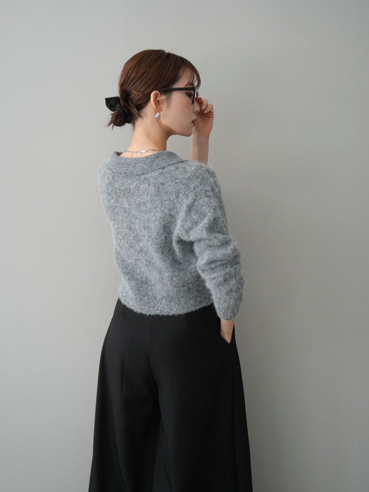 [SET]モヘア衿付きボタンプルオーバー+選べるアクセセット(2set)