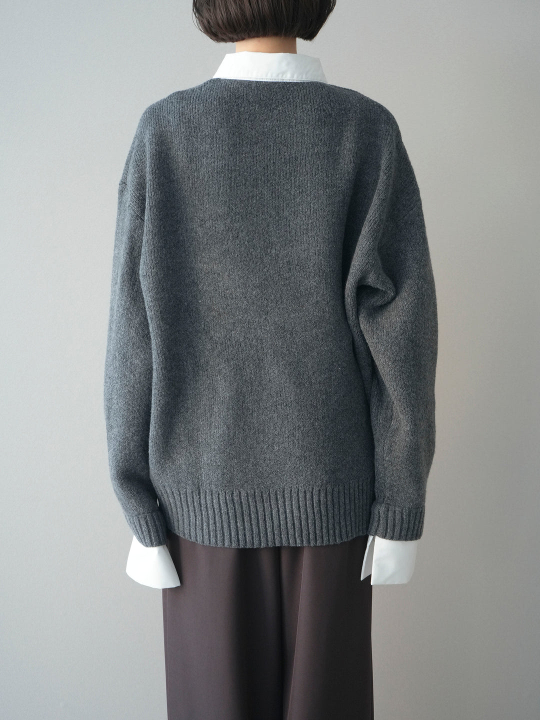 [予約]シャツドッキングオーバーニットプルオーバー/charcoaloff