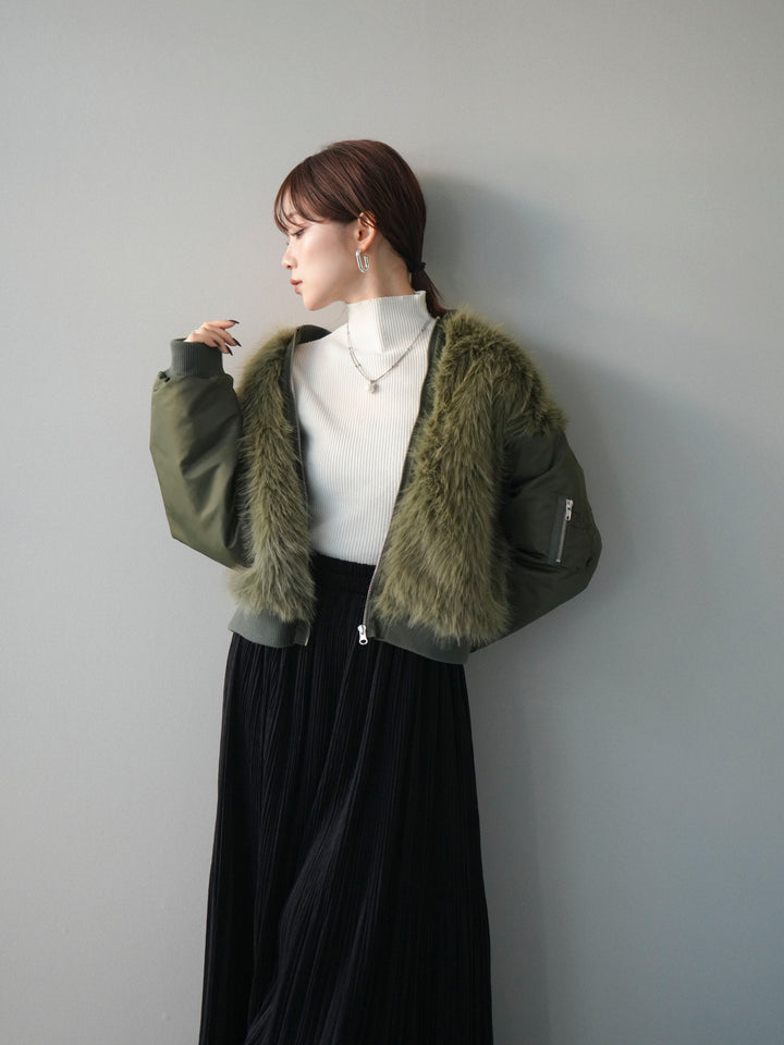 [SET]ファードッキングMA-1+裾レーススウェードプリーツマキシスカート(2set)