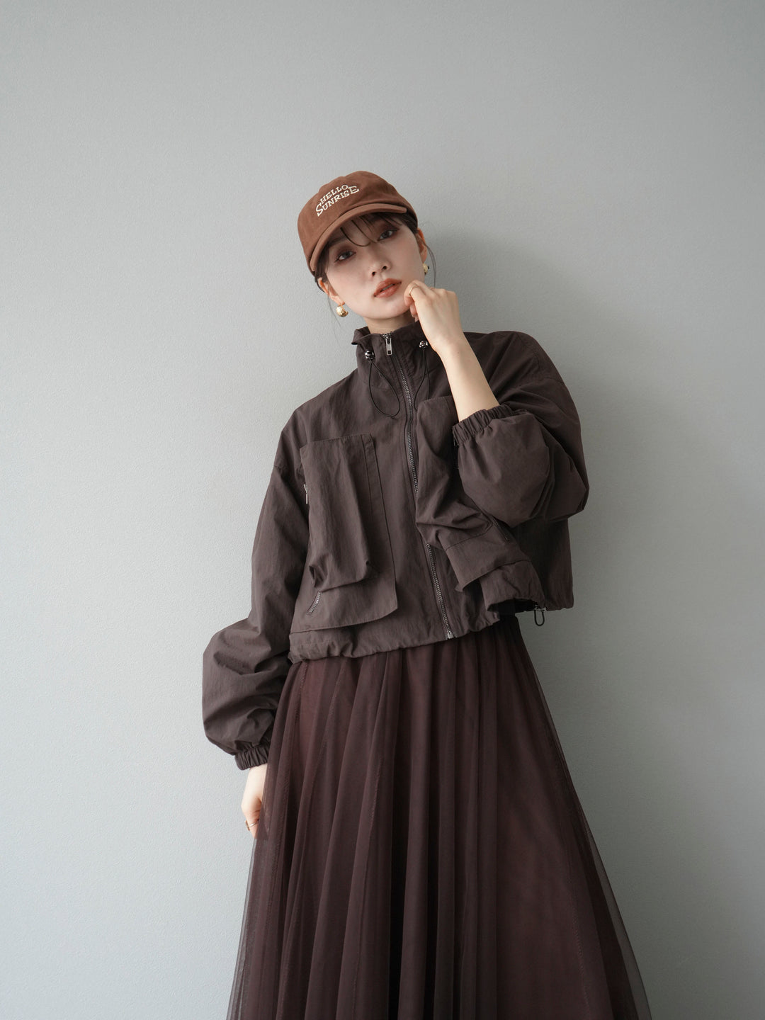 [予約]ポケットデザインショートブルゾン/ブラック