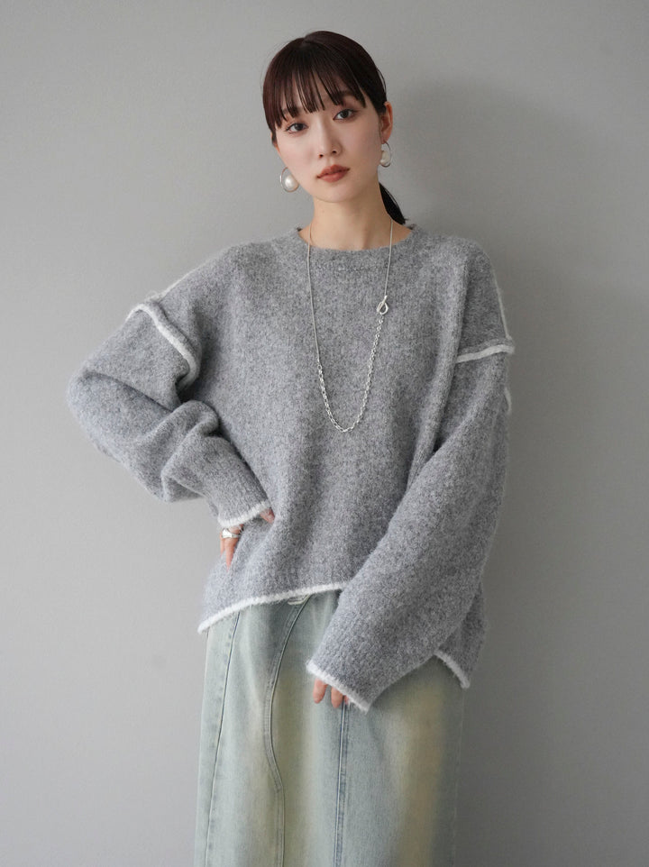 [預訂] 色彩協調針織套頭衫/灰色