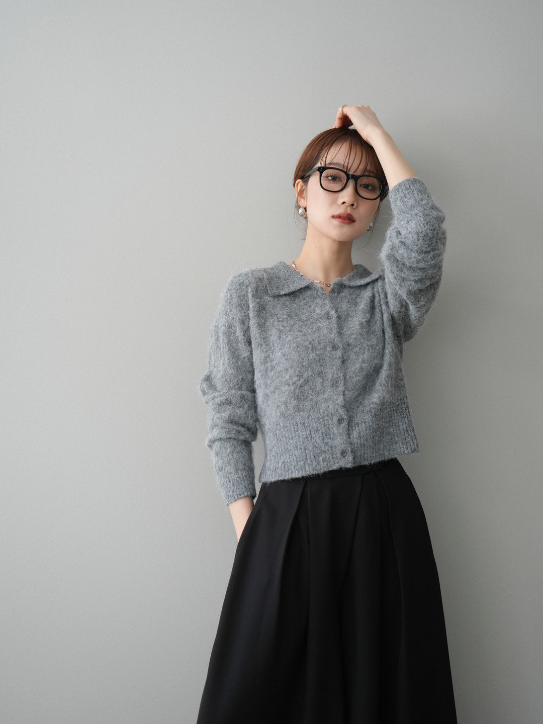 [SET]モヘア衿付きボタンプルオーバー+モヘア衿付きボタンプルオーバー(2set)