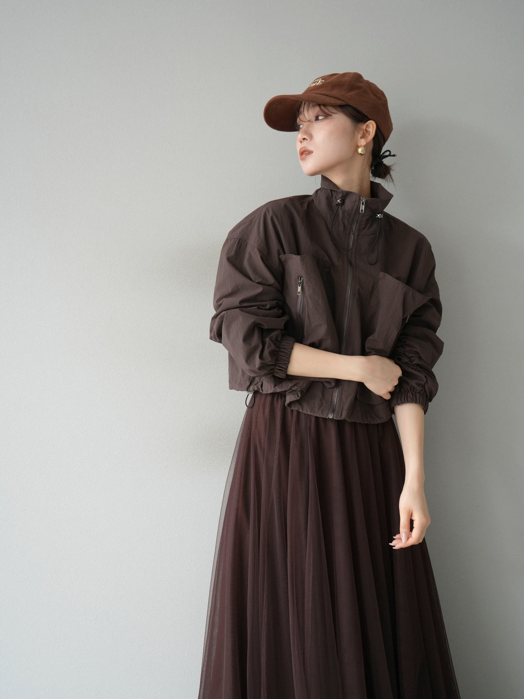 [予約]ポケットデザインショートブルゾン/ブラック