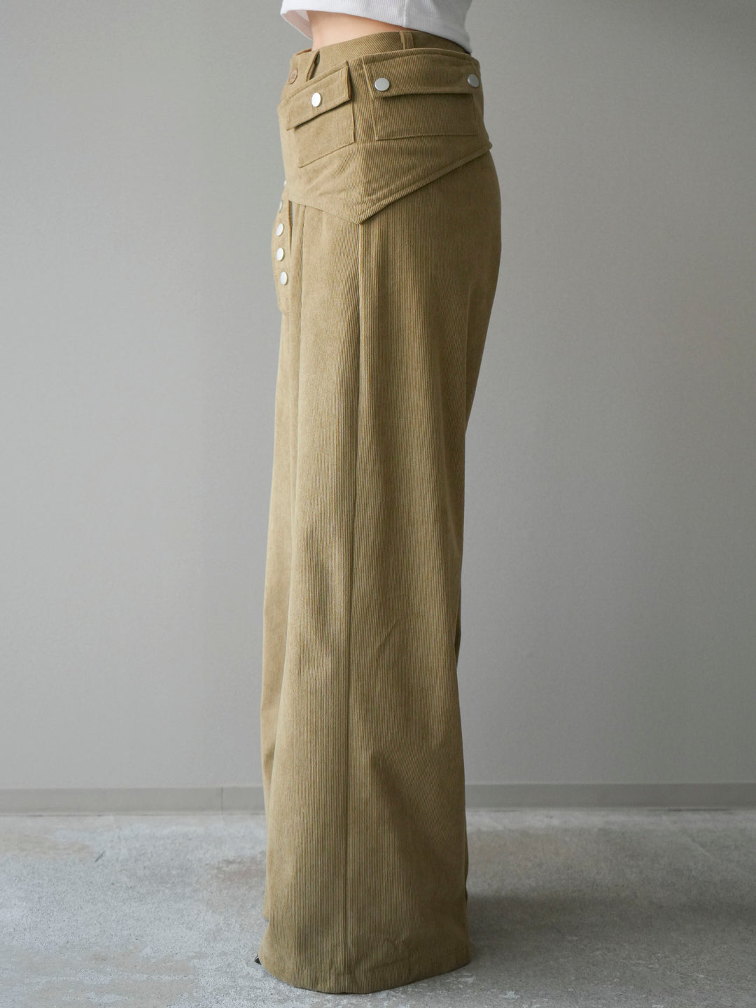 [予約]コーデュロイ巻きベルト付きパンツ/beige