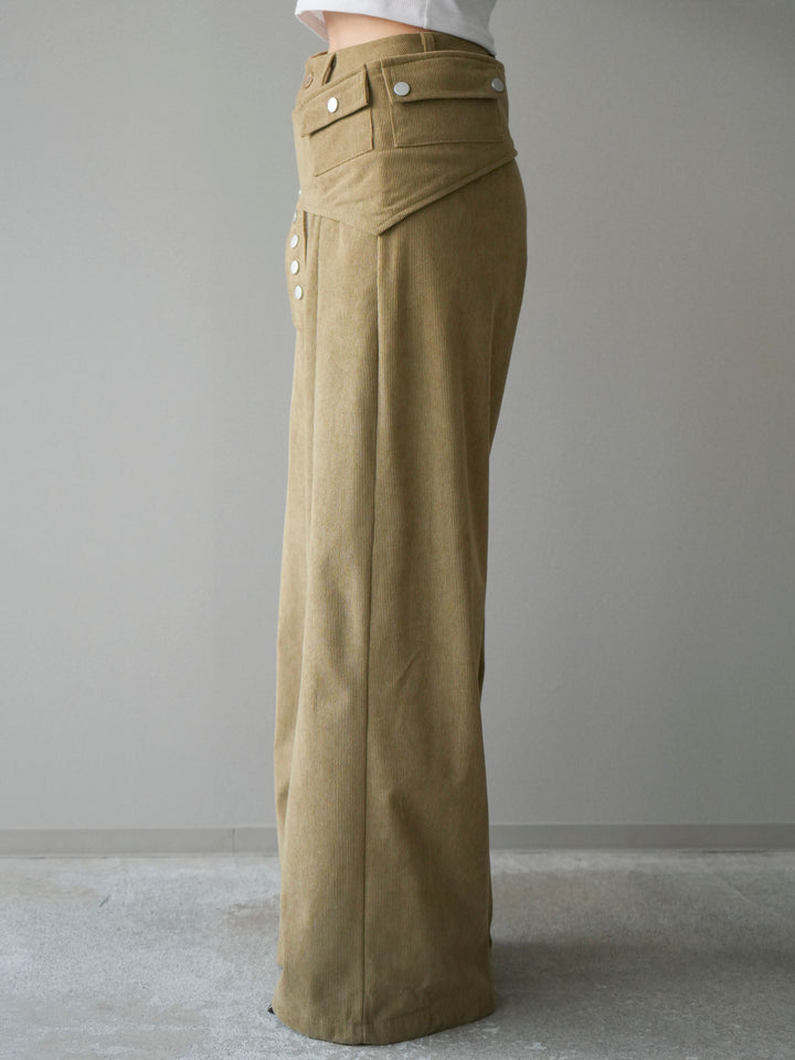 [予約]コーデュロイ巻きベルト付きパンツ/beige