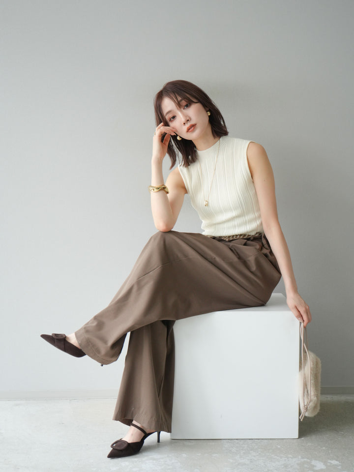 [予約]スリーブレスランダムリブニットトップス/アイボリー