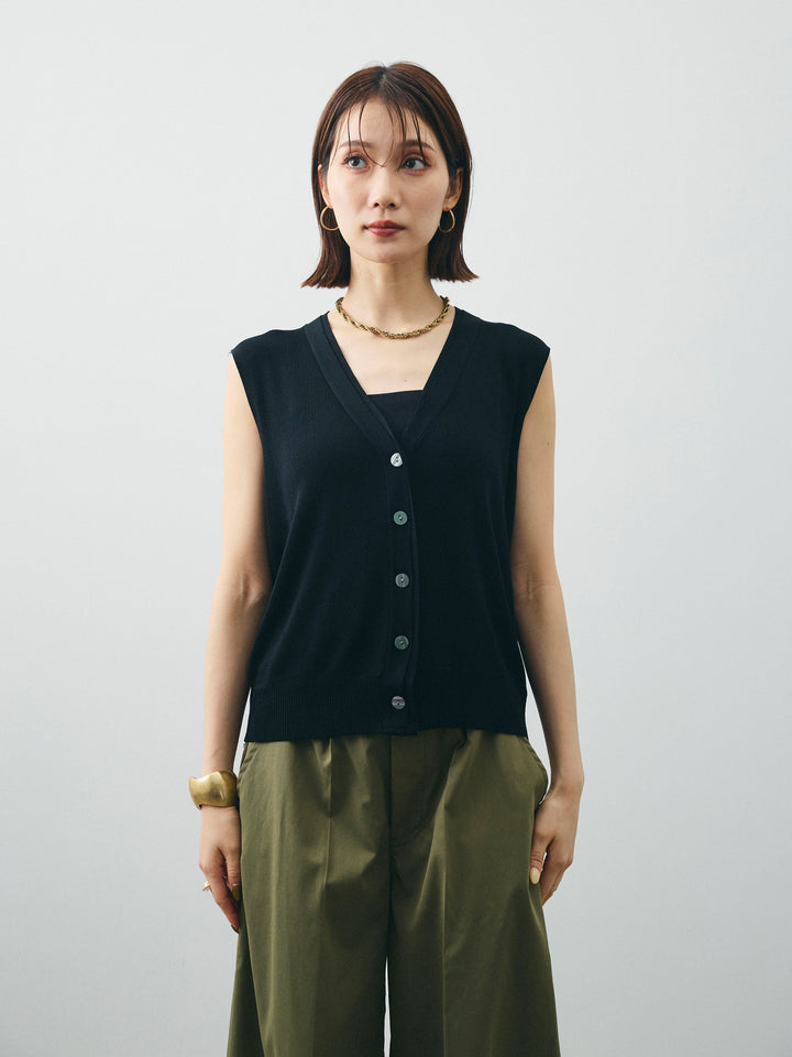 [予約]クールタッチ2WAYデザインニットベスト/ブラック