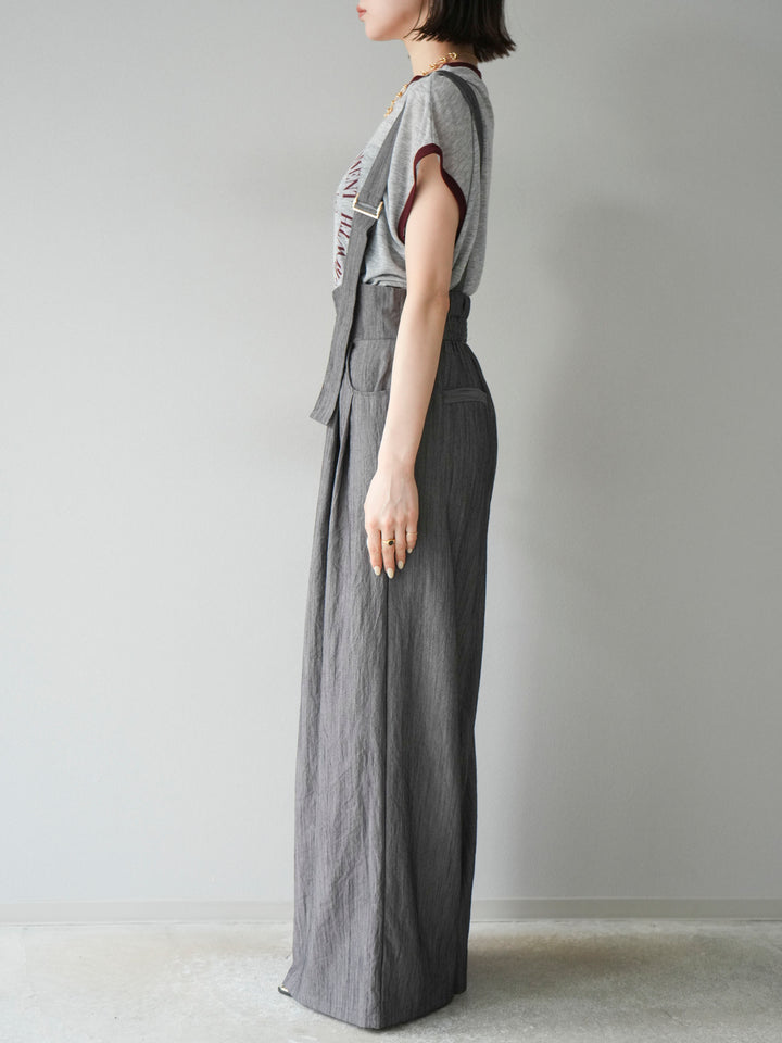 [予約]ストリングデザインハイウエストサロペット/チャコール