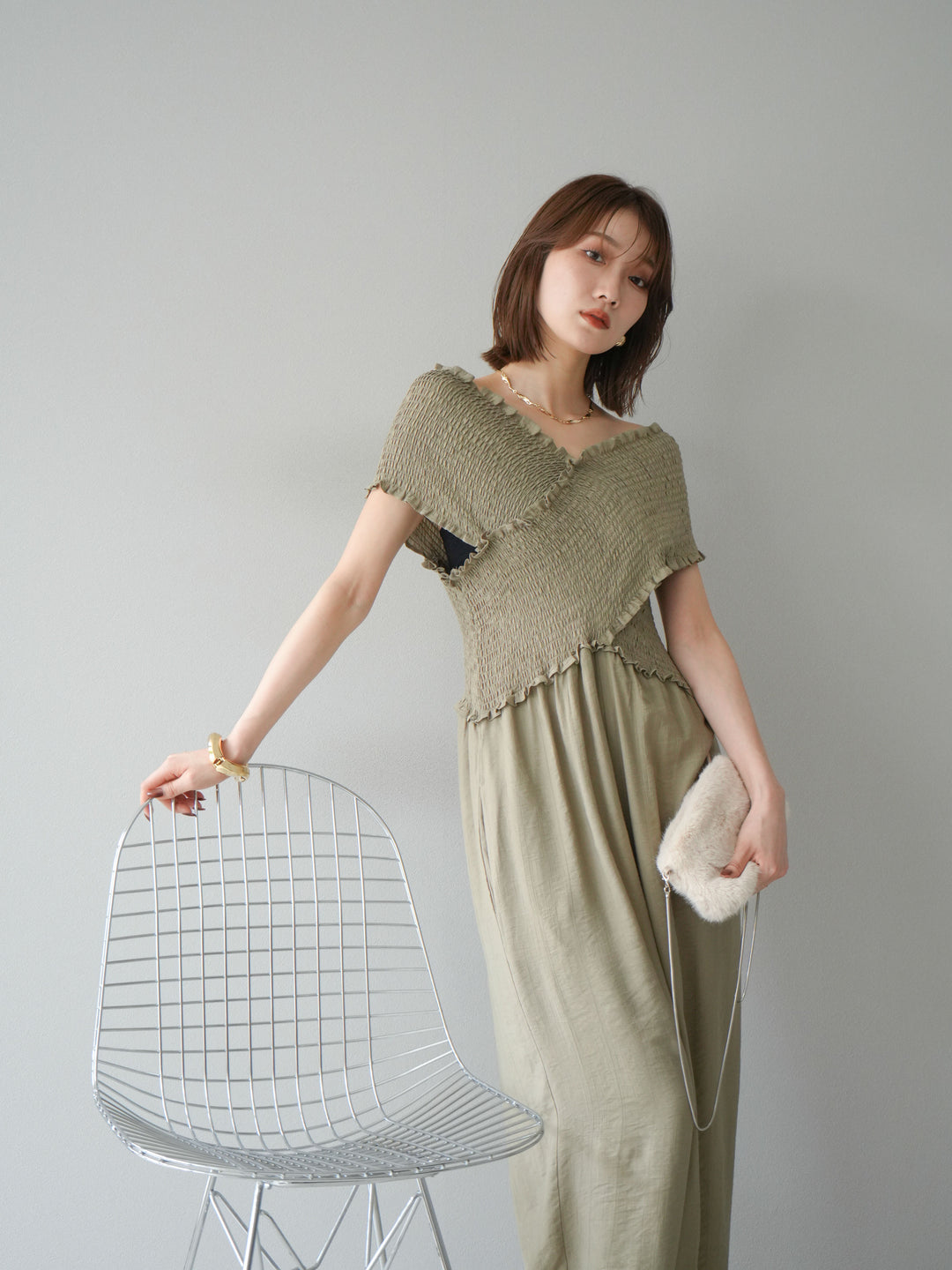 [SET]シャーリングクロスサロペット+シャーリングクロスサロペット(2set)