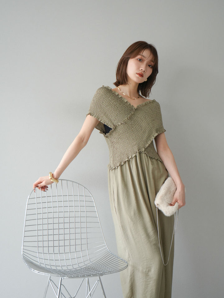 [SET]シャーリングクロスサロペット+シャーリングクロスサロペット(2set)