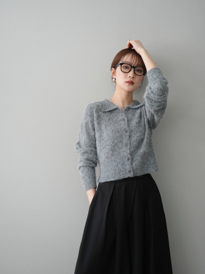 [SET]モヘア衿付きボタンプルオーバー+テープベルトタックバギーパンツ(2set)