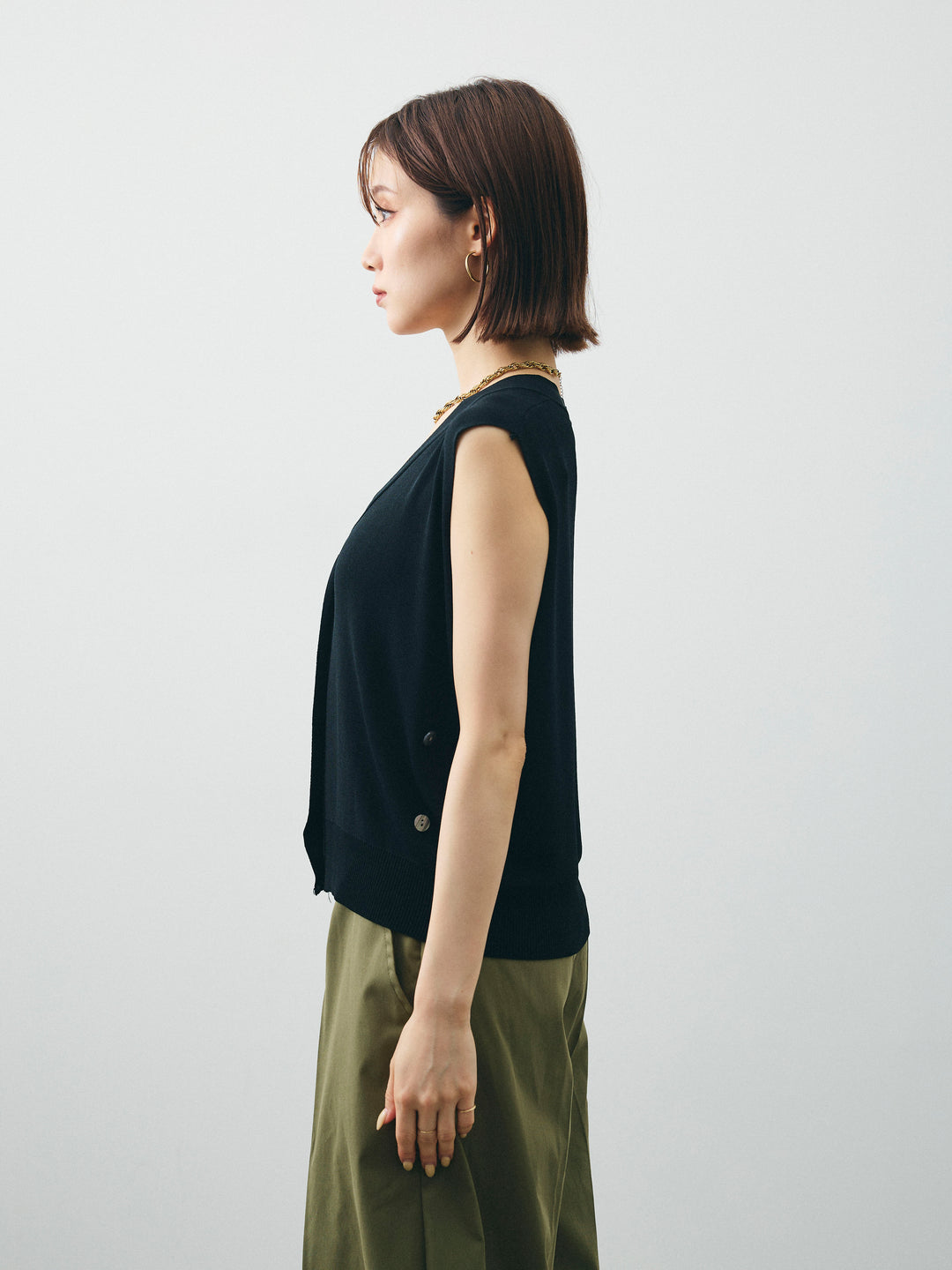 [予約]クールタッチ2WAYデザインニットベスト/ブラック