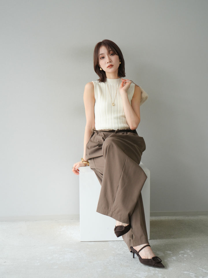 [予約]スリーブレスランダムリブニットトップス/アイボリー