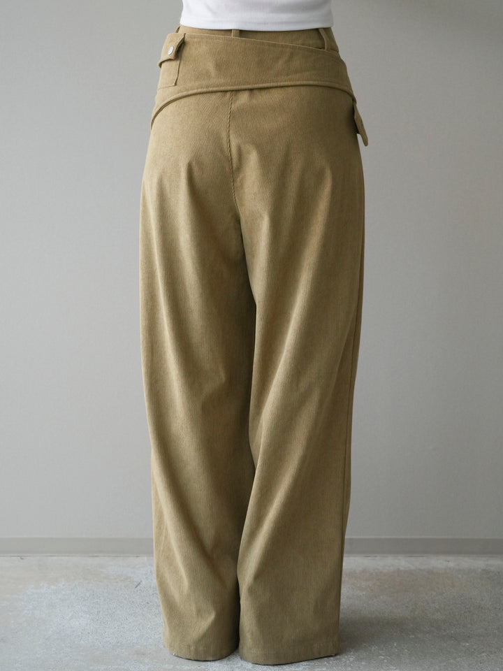 [予約]コーデュロイ巻きベルト付きパンツ/beige