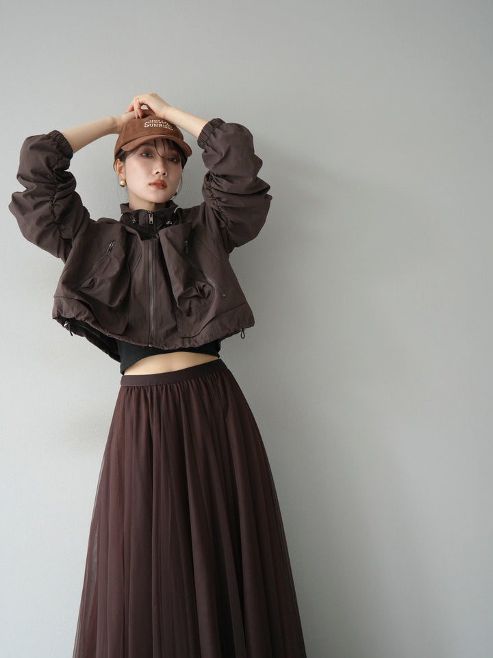 [予約]ポケットデザインショートブルゾン/ブラック