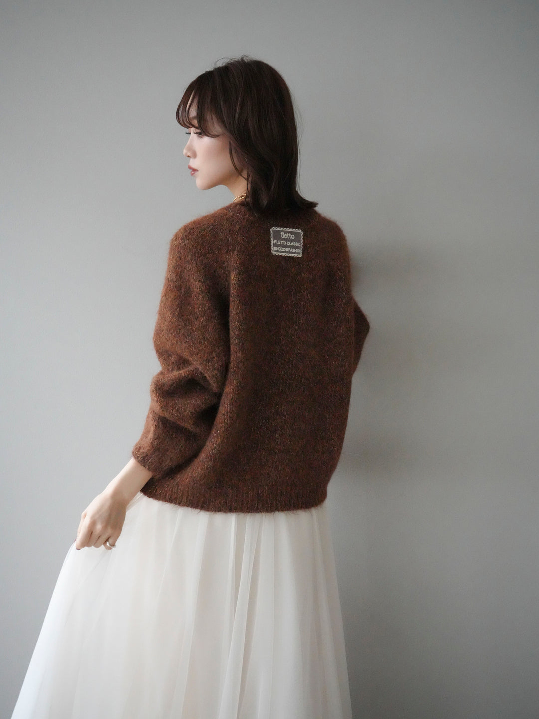 [SET]ロゴラベルミックスヤーンニットプルオーバー+ロゴラベルミックスヤーンニットプルオーバー(2set)