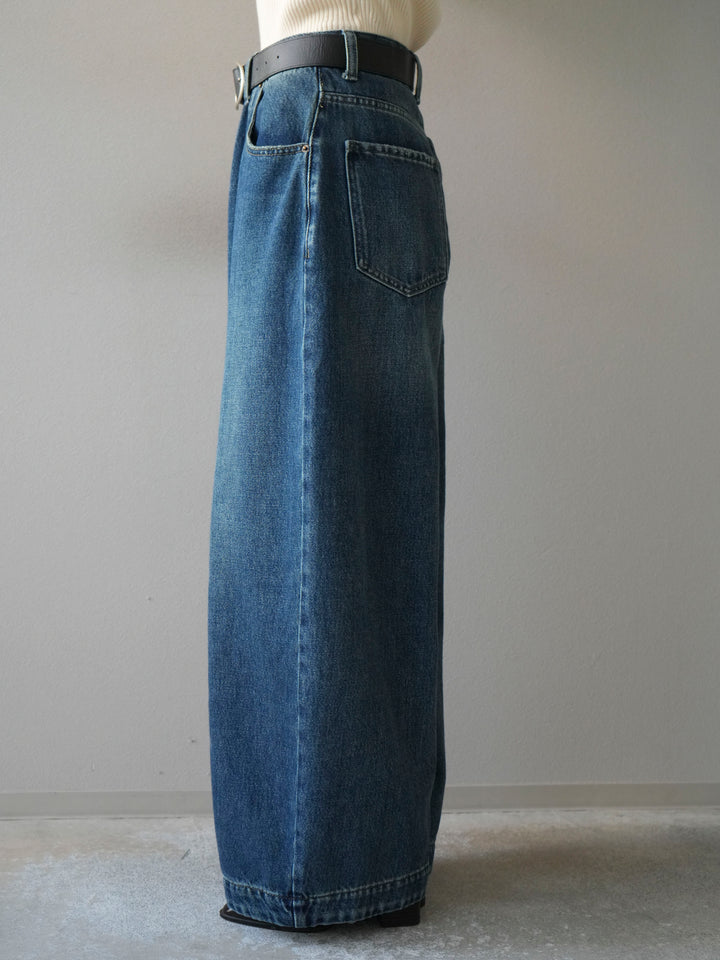 [予約]フロント切替カーブデニムパンツ/blue