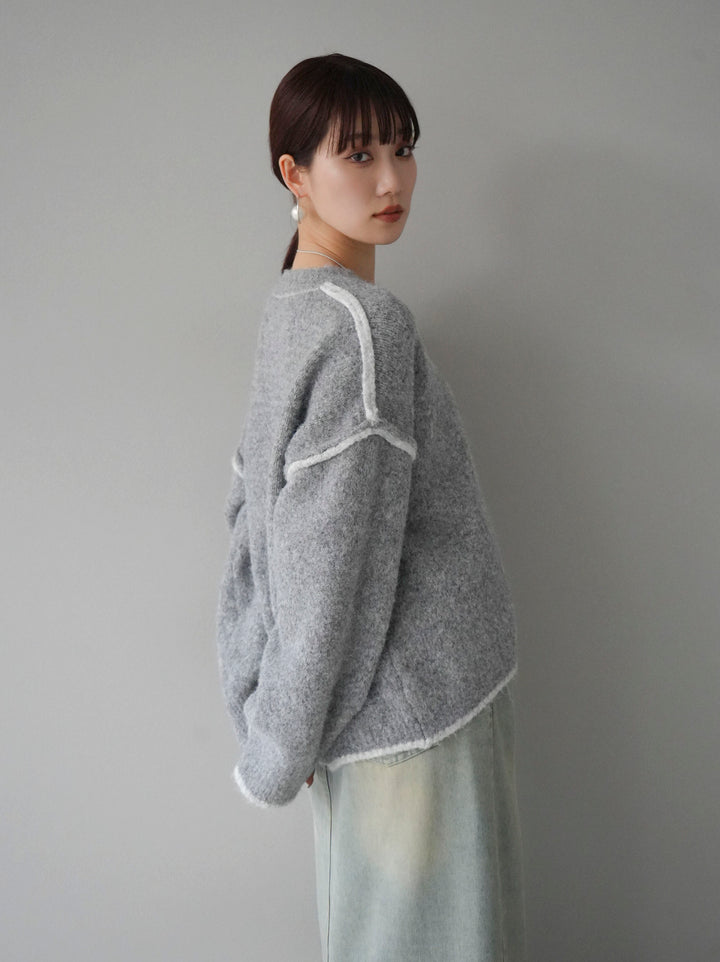 [預訂] 色彩協調針織套頭衫/灰色