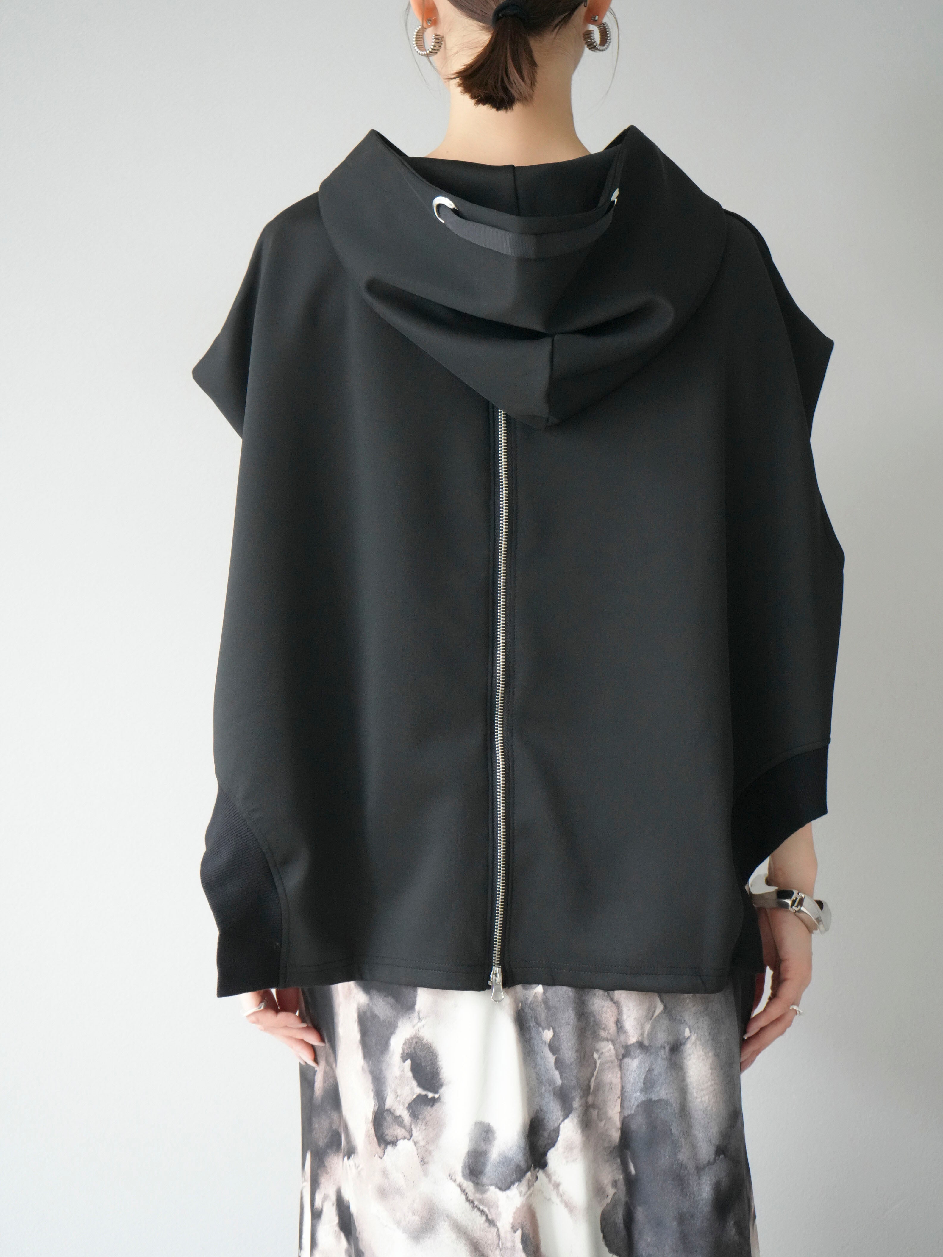 予約]アシンメトリードルマンバックZIPフーディー/ブラック – Lumier