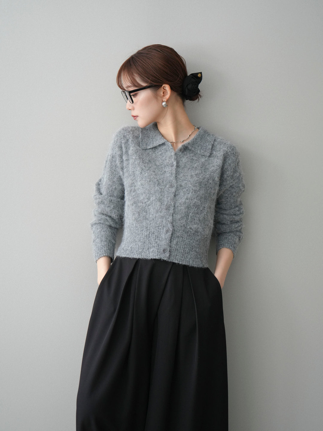 [SET]モヘア衿付きボタンプルオーバー+モヘア衿付きボタンプルオーバー(2set)