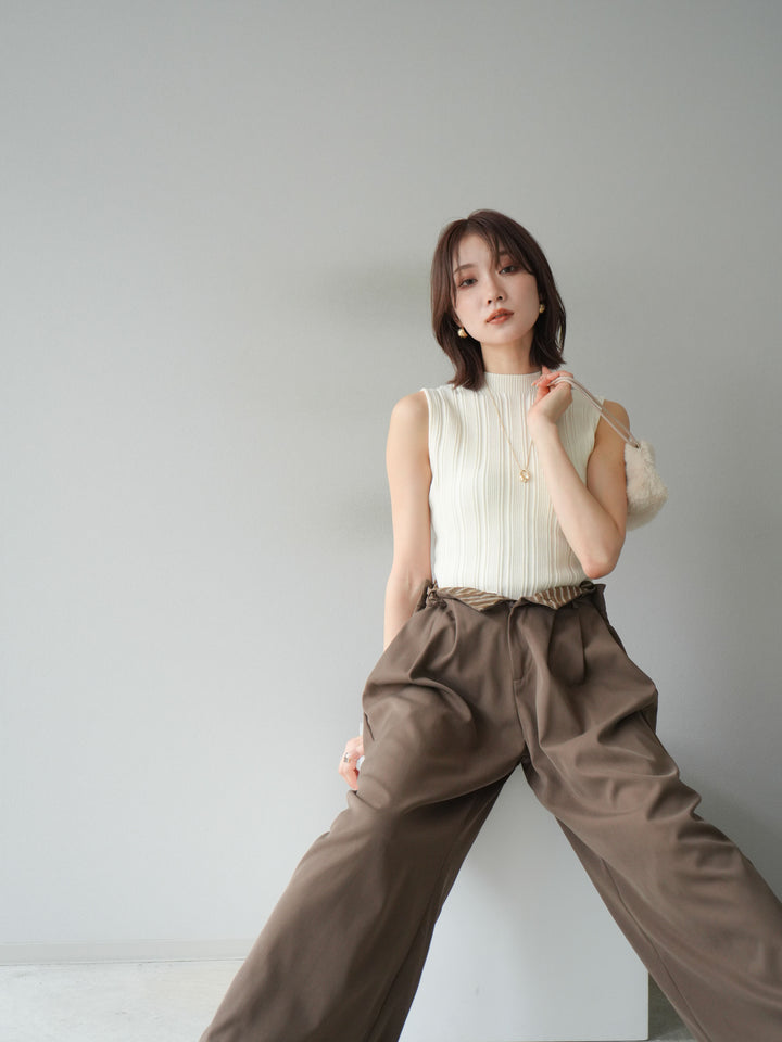 [予約]スリーブレスランダムリブニットトップス/アイボリー