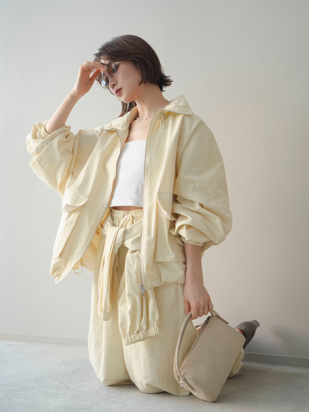 [予約]ビッグポケットコットンナイロンジップブルゾン/ivory