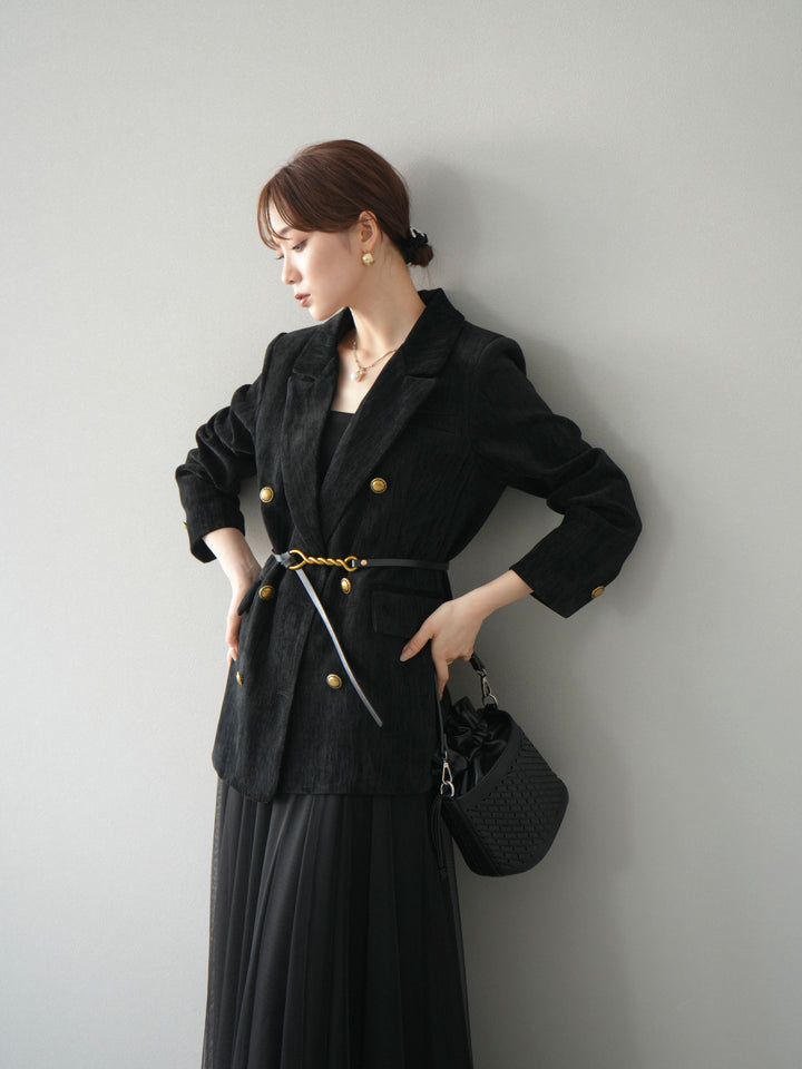 [SET]ベロアダブルジャケット+チュールボリュームスカート(2set)