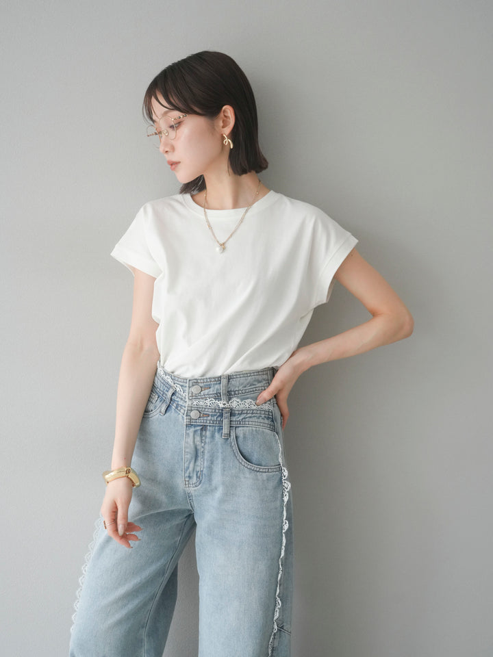 [予約]フレンチスリーブTシャツ/オフホワイト　　