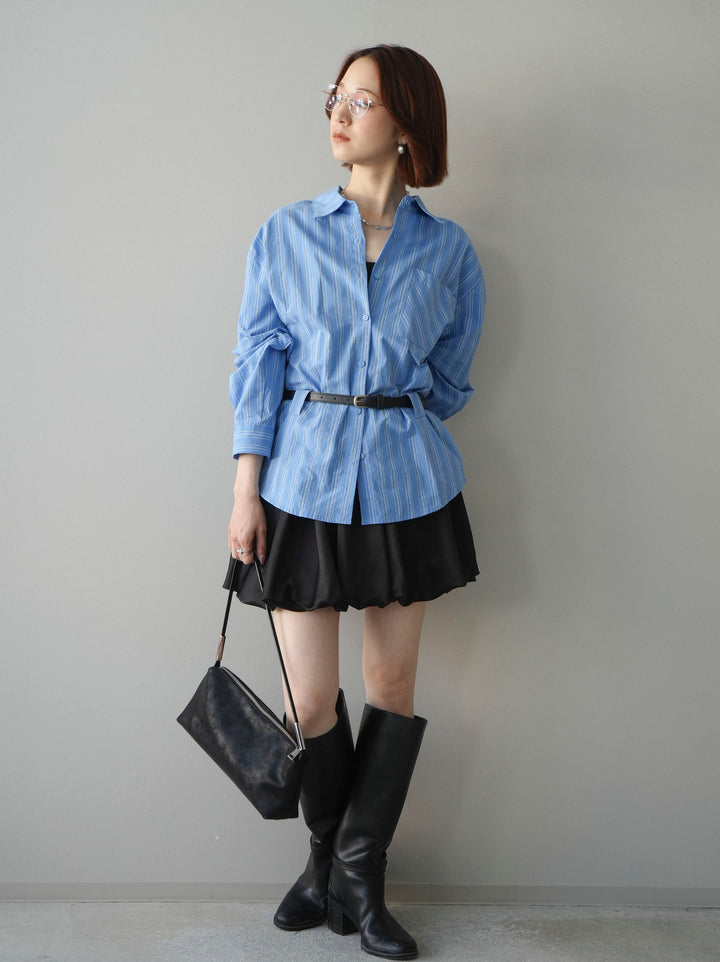 [予約]サテンバルーンミニスカート/black