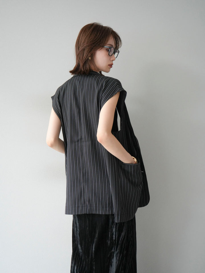 [予約]ヘリンボーンストライプジレ/ブラック